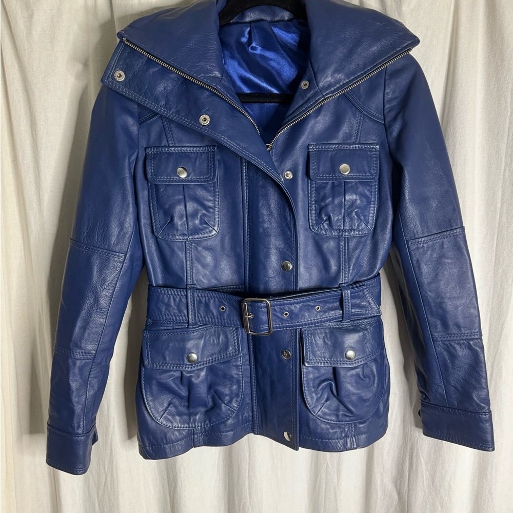Uru Recoleta Women's Blue Leather Jacket
